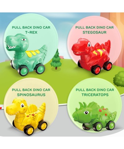 Toddler Car Toy for 1+ Year Old Dinosaur Transport Carrier Truck with 4 Pull Back Dinosaur Cars Dino Figures Dinosaur Toys fo...