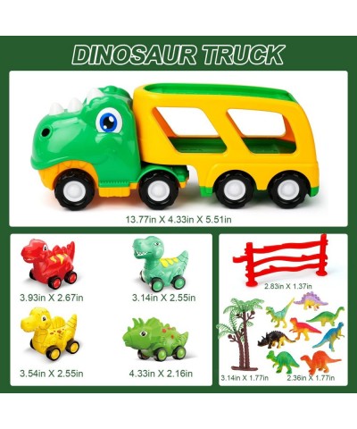 Toddler Car Toy for 1+ Year Old Dinosaur Transport Carrier Truck with 4 Pull Back Dinosaur Cars Dino Figures Dinosaur Toys fo...