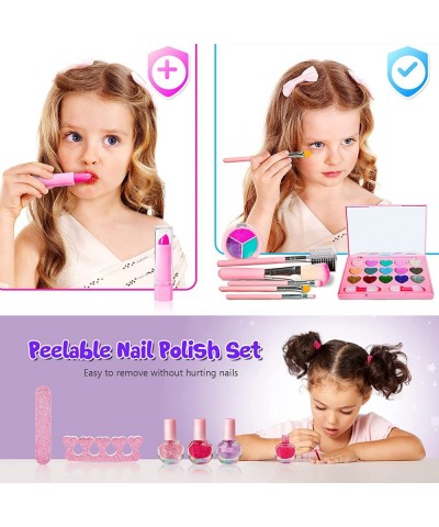 Cute Kids Makeup Kit for Girls New Upgrade Pretend Play Toys Washable Make Up Set with Cosmetics Bag Lipstick Brush Mirror Ha...