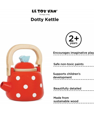 Honeybake Wooden Dotty Kettle - Breakfast Set Pretend Kitchen Play Toy Set | Girls or Boys Role Play Kitchen Accessories | Su...