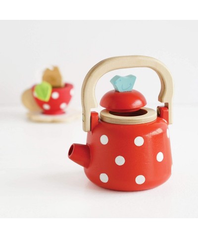 Honeybake Wooden Dotty Kettle - Breakfast Set Pretend Kitchen Play Toy Set | Girls or Boys Role Play Kitchen Accessories | Su...