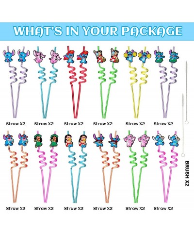 24Pcs Party Favors Reusable Drinking Straws 12 Designs Cartoon Birthday Party Supplies with 2 Cleaning Brush $39.40 Kids' Par...