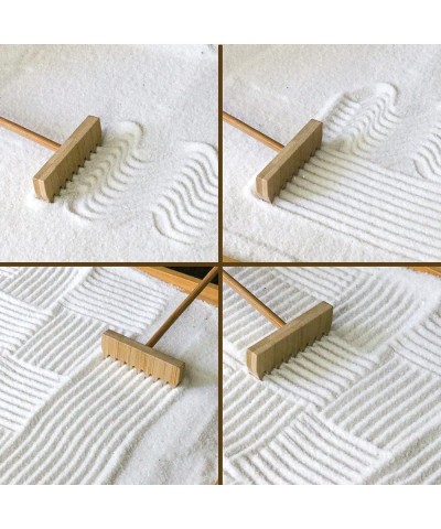 Zen Garden Rake Accessories - Miniature Tabletop Zen Garden Tools w/ Bamboo Rakes Holder Japanese Meditation Rock Sand Garden...