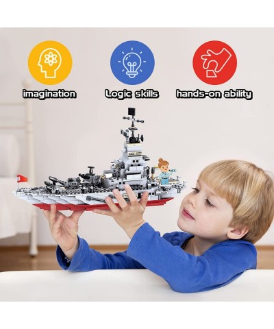 Naval Battleship Building Blocks Kits 8 in 1 Military Warship with Helicopter Fighter Learning and Educational Toys for Boys ...