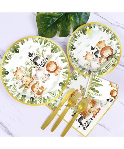 Safari Jungle Baby Shower Decorations Wild Animal Birthday Party Supplies Decor Disposable Tableware Set for Boy Girl Showers...