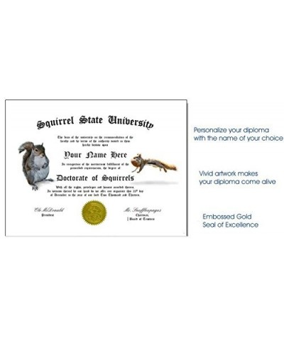 Creative Displays Personalized Squirrel Degree: Custom Gag Diploma Doctorate Certificate (Funny Customized Joke Gift - Novelt...