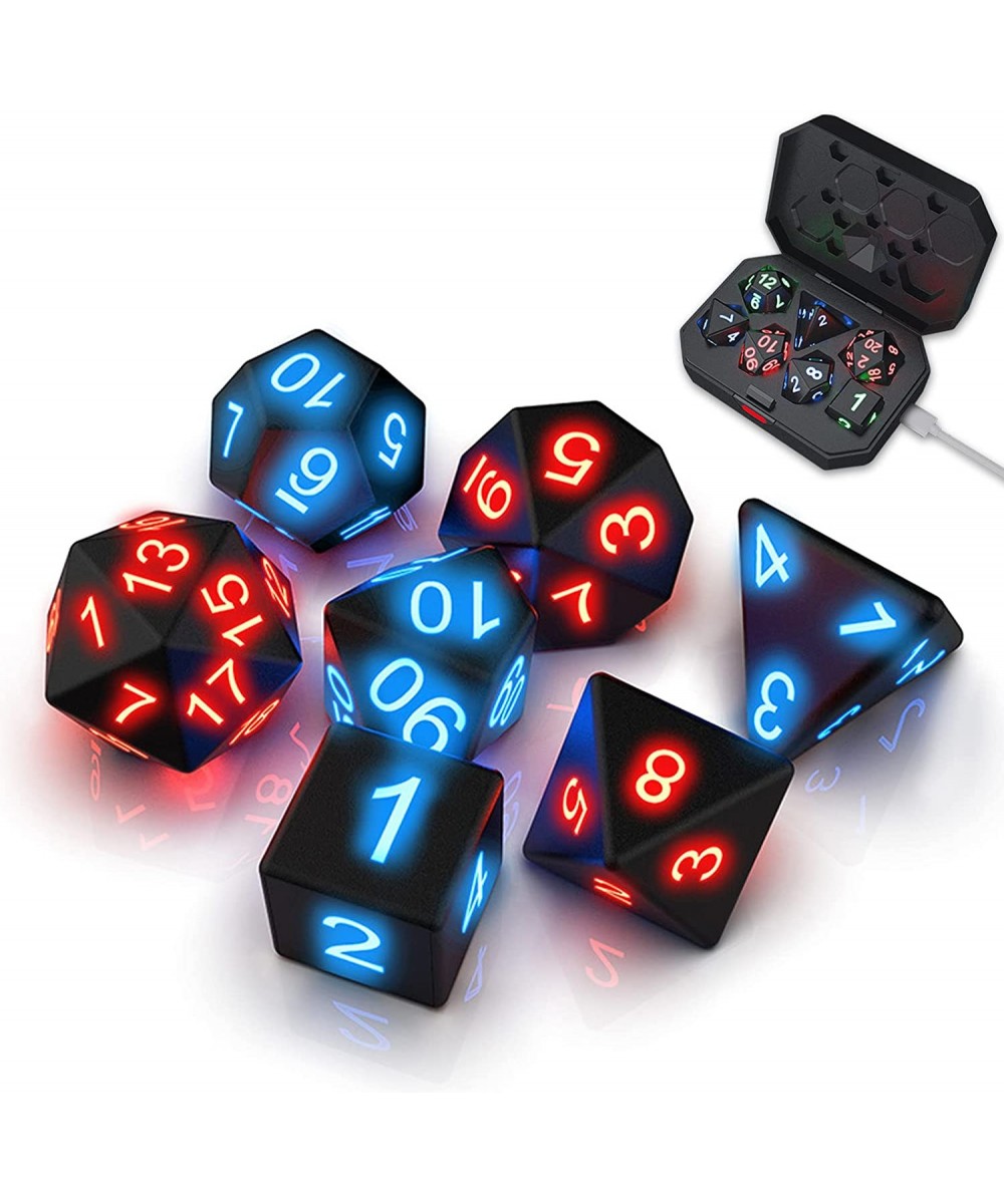 Glowing DND Dice Set with Charging Box 7Pcs LED Light Up Polyhedron Rechargeable Electronic Dice for Dungeons & Dragons Dice ...