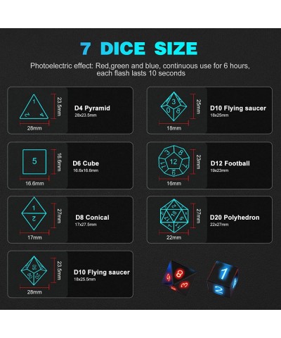 Glowing DND Dice Set with Charging Box 7Pcs LED Light Up Polyhedron Rechargeable Electronic Dice for Dungeons & Dragons Dice ...