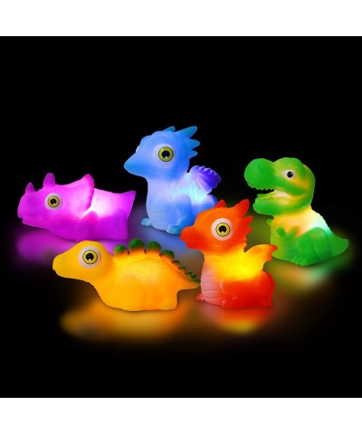 Dinosaur Toy Auto Flashing Dinosaur Model Glowing Figures Bath Toy Playset 5 pcs $22.61 Bathtub Toys