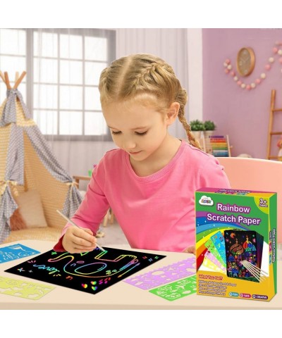 Rainbow Scratch Paper Kit: 109Pcs Magic Art Craft Stuff Supplies Black Drawing Pad for Age 3-12 Kids Children Girl Boy DIY To...