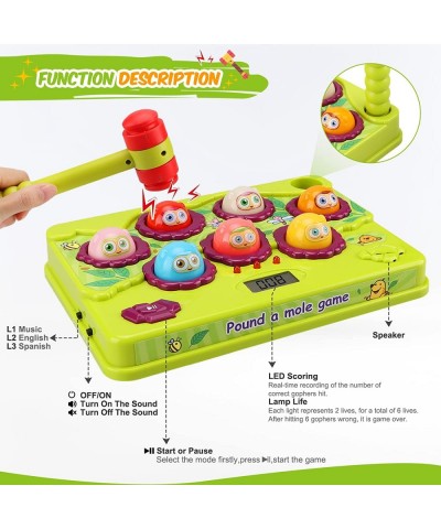 Interactive Whack A Mole Game for Toddler Toys Bilingual Light-Up Musical Pounding Toys Gift for Age 3 4 5 6 7 8 Years Old Ki...