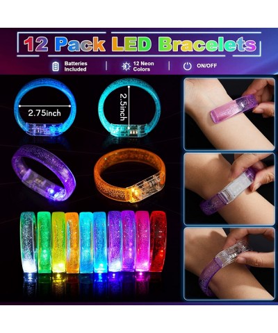 24 Pcs Light up Toy Party Favors Glow in The Dark Party Supplies Include 12 LED Flashing Bracelet 12 Bumpy Jelly Rings for Ad...