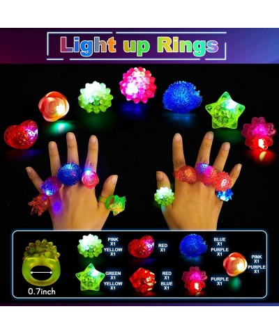 24 Pcs Light up Toy Party Favors Glow in The Dark Party Supplies Include 12 LED Flashing Bracelet 12 Bumpy Jelly Rings for Ad...