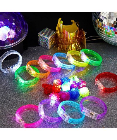 24 Pcs Light up Toy Party Favors Glow in The Dark Party Supplies Include 12 LED Flashing Bracelet 12 Bumpy Jelly Rings for Ad...