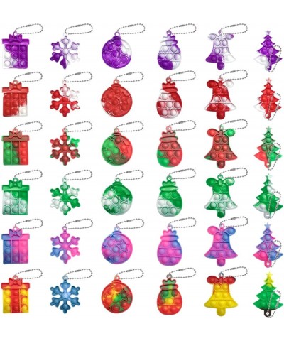 36Pcs Christmas Mini Pop Keychain Fidget Toys Mini Pop It Keychain Rainbow Silicone Simple Fidget Toys Fidget Relieve Anxiety...