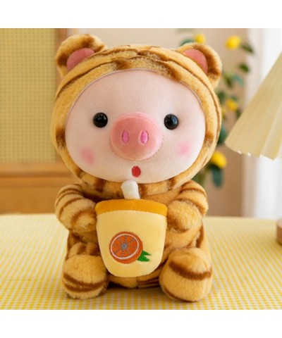 Stuffed Reversible Plushies Dolls Milk Tea Piggy Plush Toys Cute Cartoon Animal Pig Plush Toy Soft Bottle Pig Doll Sleeping P...