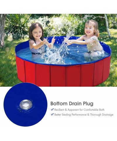 Foldable Swimming Pool for Kids 48” x 12” Collapsible Bathing Tub w/ Bottom Drain Plug Portable & Lightweight PVC Kiddie Pool...