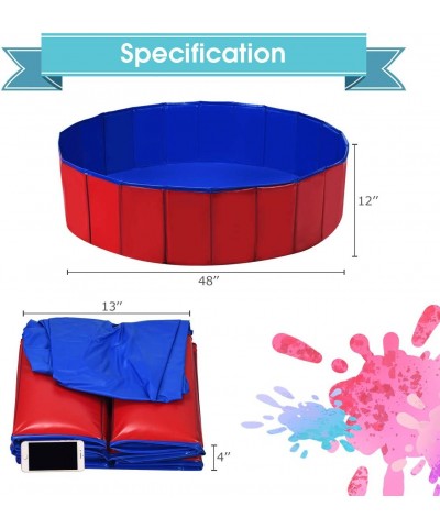 Foldable Swimming Pool for Kids 48” x 12” Collapsible Bathing Tub w/ Bottom Drain Plug Portable & Lightweight PVC Kiddie Pool...