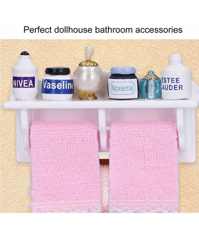 Dollhouse Wooden Towel Rack Bottles 1:12 Simulation Miniature Furniture Model Toy for Dollhouse Bathroom Decoration Accessori...