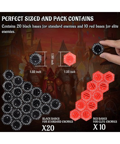 Gloomhaven Standee Bases Pack of 27 Plastic Hex Monster Stand with Health Tracker and Status Token Slots $34.33 Game Accessories