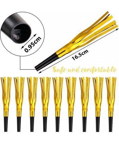 36 Pieces Glitter Metallic Fringed Noise Makers Gold and Black Party Blower Paper Noisemakers Birthday Party Blowouts Whistle...