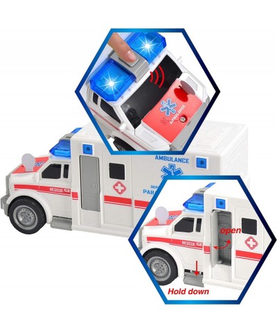 JOYIN 3 Packs Emergency Vehicle Playset Pretend Helicopter Ambulance Truck Police Car Toys Friction Powered Car with Lights a...