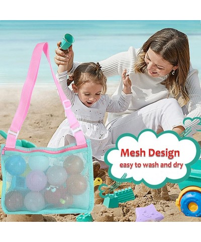 Colorful Mesh Beach Bag Adjustable Kids Quick Dry Net Tote for Seashell Collecting Beach Sand Toy Totes Swimming Accessories ...