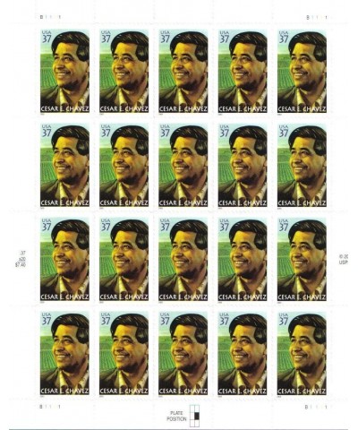 CESAR CHAVEZ ~ AFL-CIO ~ FARM WORKERS 3781 Pane of 20 x 37¢ US Postage stamps $16.31 Collectibles Display & Storage