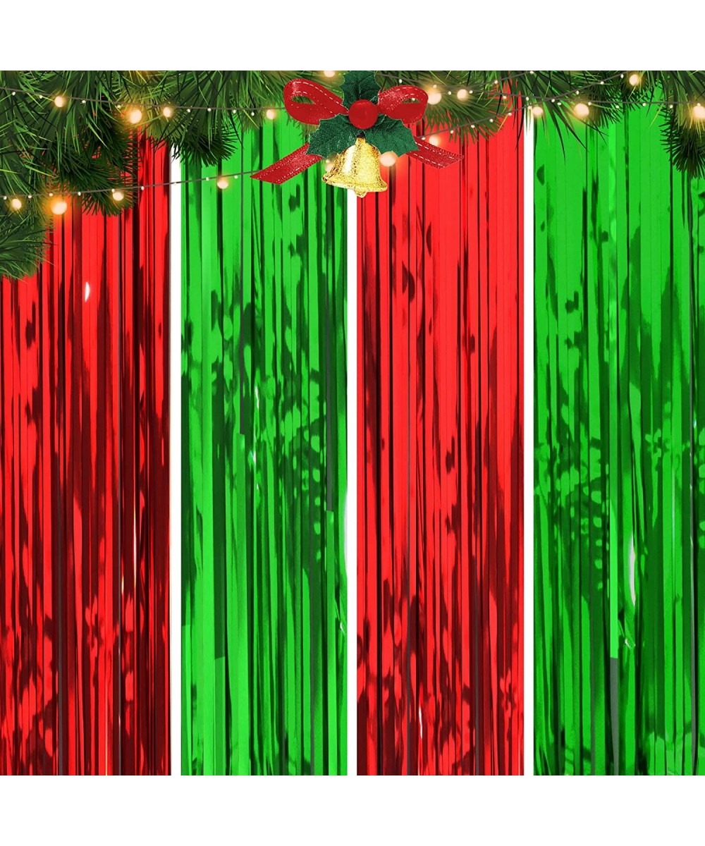 4 Packs Foil Curtains Metallic Fringe Curtains Shimmer Curtain for Christmas Party Decorations (Green and Red) $16.87 Kids' P...