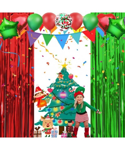 4 Packs Foil Curtains Metallic Fringe Curtains Shimmer Curtain for Christmas Party Decorations (Green and Red) $16.87 Kids' P...