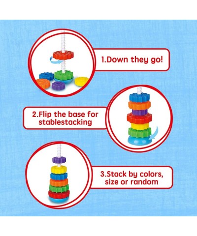 Super JoJo Stacking Rings Toy Plastic Rainbow Stacker Toddler Spinning Toy Learning Toys for 12 Months 1 Year Old Baby Boys G...