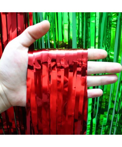 4 Packs Foil Curtains Metallic Fringe Curtains Shimmer Curtain for Christmas Party Decorations (Green and Red) $16.87 Kids' P...