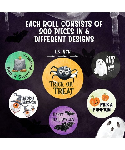 Halloween Sticker Roll 1.5 Inches - 200 Pcs Cute Halloween Stickers for Kids Toddlers and Adults - 6 Designs Happy Halloween ...