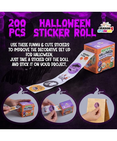 Halloween Sticker Roll 1.5 Inches - 200 Pcs Cute Halloween Stickers for Kids Toddlers and Adults - 6 Designs Happy Halloween ...