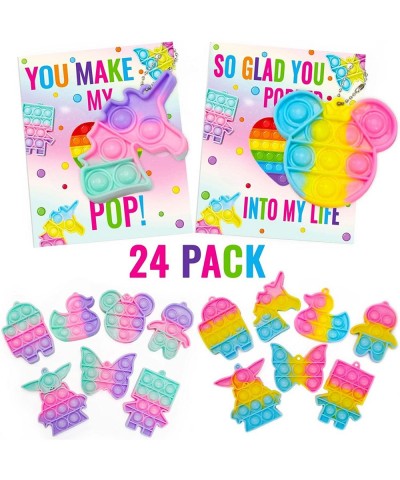 Valentines Day Gifts for Kids - 24 Valentines Cards with Pop Bubbles Bulk- Valentine Exchange for Girls Boys School Class Cla...