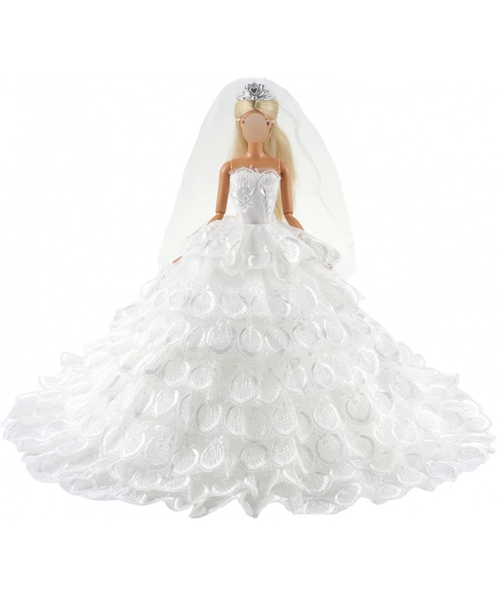 Wedding Dress Princess Evening Party White Dress Gown with Veil for 11.5 inch Dolls $26.54 Doll Accessories