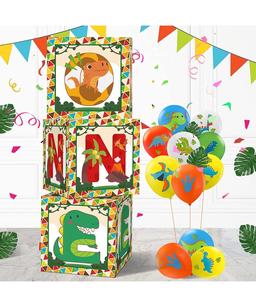 Dinosaur 1st Birthday Balloon Boxes Decorations 3pcs One BABY Farm Theme Balloon Boxes for Baby Dinosaur Theme First Birthday...