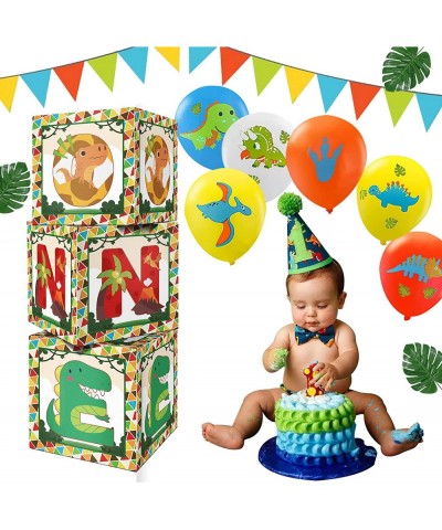 Dinosaur 1st Birthday Balloon Boxes Decorations 3pcs One BABY Farm Theme Balloon Boxes for Baby Dinosaur Theme First Birthday...