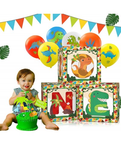 Dinosaur 1st Birthday Balloon Boxes Decorations 3pcs One BABY Farm Theme Balloon Boxes for Baby Dinosaur Theme First Birthday...