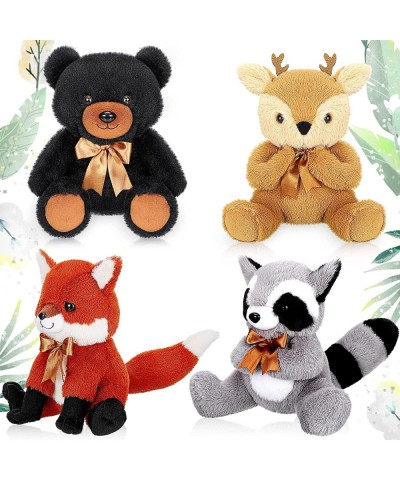 Woodland Stuffed Animal Halloween Jungle Animal Toy Set Including Plush Elk Fox Raccoon Black Bear Realistic Toy Woodland For...