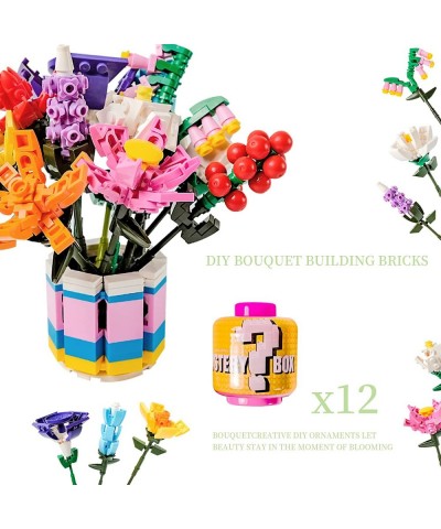 12 in 1 Flower Bouquet Building Blocks Set Artificial Flowers Botanical Collection Building Block Toys for Adults & Girls Age...