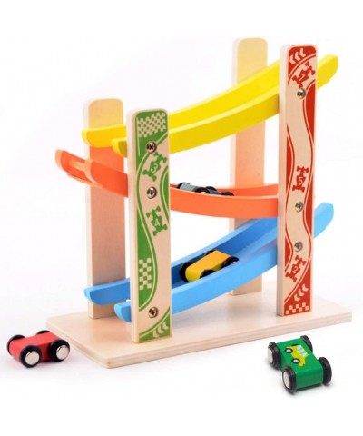 Wooden Race Track Car with 4 Mini Cars Ramp Racer Toy for Toddlers Preschool Educational Gifts for 3+ Year Old Kids Boys and ...