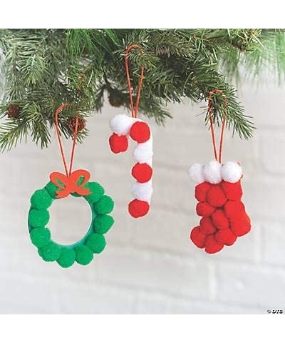 Pom-Pom Christmas Ornaments Craft Kit for Kids-Stocking Wreath Candy Cane Shapes-Makes 12 $26.68 Kids' Drawing & Writing Boards