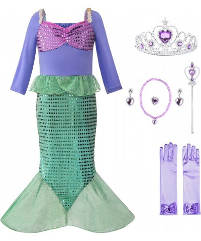 Girls Mermaid Princess Costume Sequins Party Dress Cosplay Outfit $41.31 Kids' Costumes