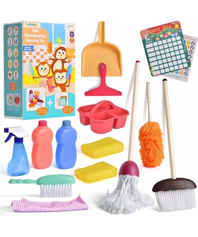 15 PCs Kids Cleaning Set Play Cleaning Toy Set Includes Broom Mop Brush for Toddlers Child Size Pretend Play House Cleaning S...