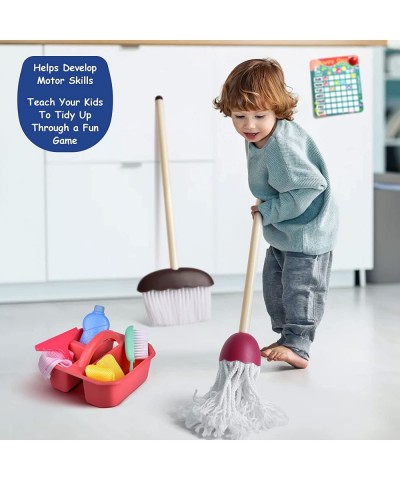 15 PCs Kids Cleaning Set Play Cleaning Toy Set Includes Broom Mop Brush for Toddlers Child Size Pretend Play House Cleaning S...