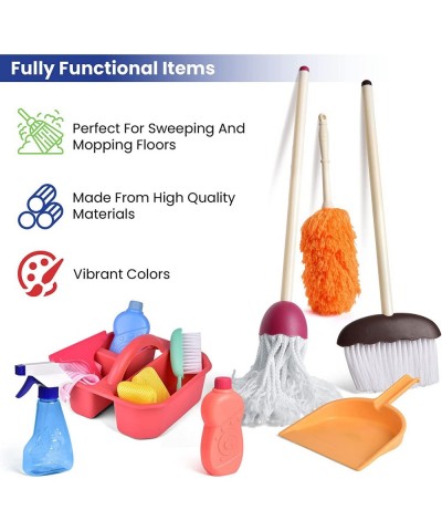 15 PCs Kids Cleaning Set Play Cleaning Toy Set Includes Broom Mop Brush for Toddlers Child Size Pretend Play House Cleaning S...