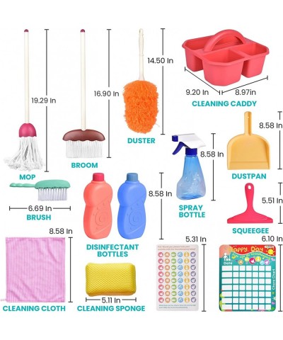 15 PCs Kids Cleaning Set Play Cleaning Toy Set Includes Broom Mop Brush for Toddlers Child Size Pretend Play House Cleaning S...