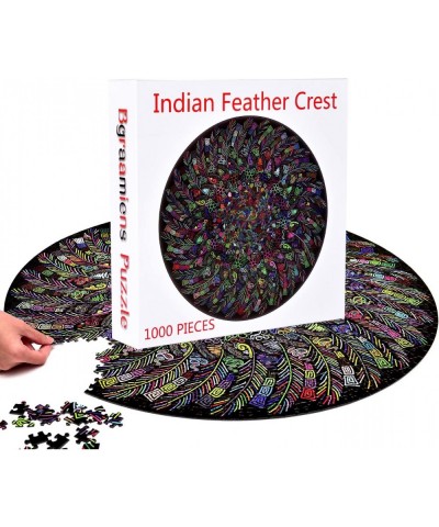 Puzzle-The Indian Feather-1000 Pieces Round Puzzle Color Challenge Jigsaw Puzzles for Adults and Kids $29.82 Jigsaw Puzzles