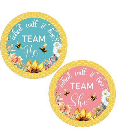 120 Pcs Gender Reveal Stickers 2 Inch Gold Glitter Team Girl and Boy Bee Team He and She Baby Shower Labels Sticker Pink and ...